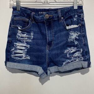 American Eagle Women's Blue Next Level Stretch Curvy High Rise Shortie Size 8